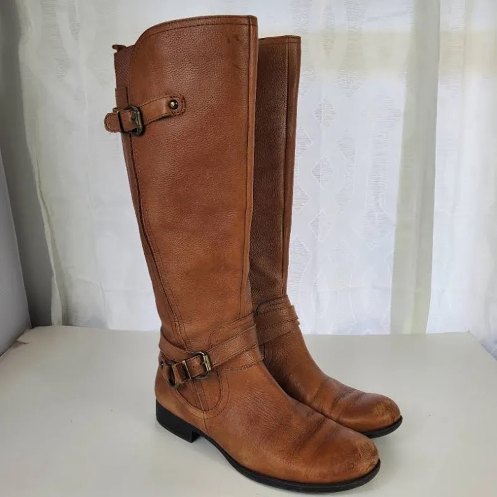 Naturalizer Leather Riding Boots Womens Size 6.5 wide "Jerri" Boot Side Zip. NIB